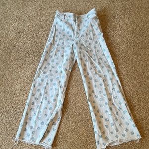 Zara blue flower print jeans